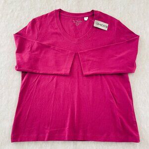 NWT Chico's Womens Fandango Fuchsia Pink 3/4 Sleeve Soft Tee Size 3 US X-Large